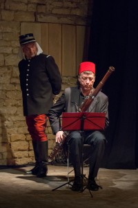 A musical entitled Mon colonel (Yes, Colonel, Sir!) with actor Laurent Claret and composer and musician Philippe Defosse-Horridge on the bassoon. Photo: Didier Goudal.