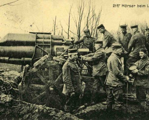 Canon allemand de 21 cm. Photographie, s.d. © Mémorial de Verdun