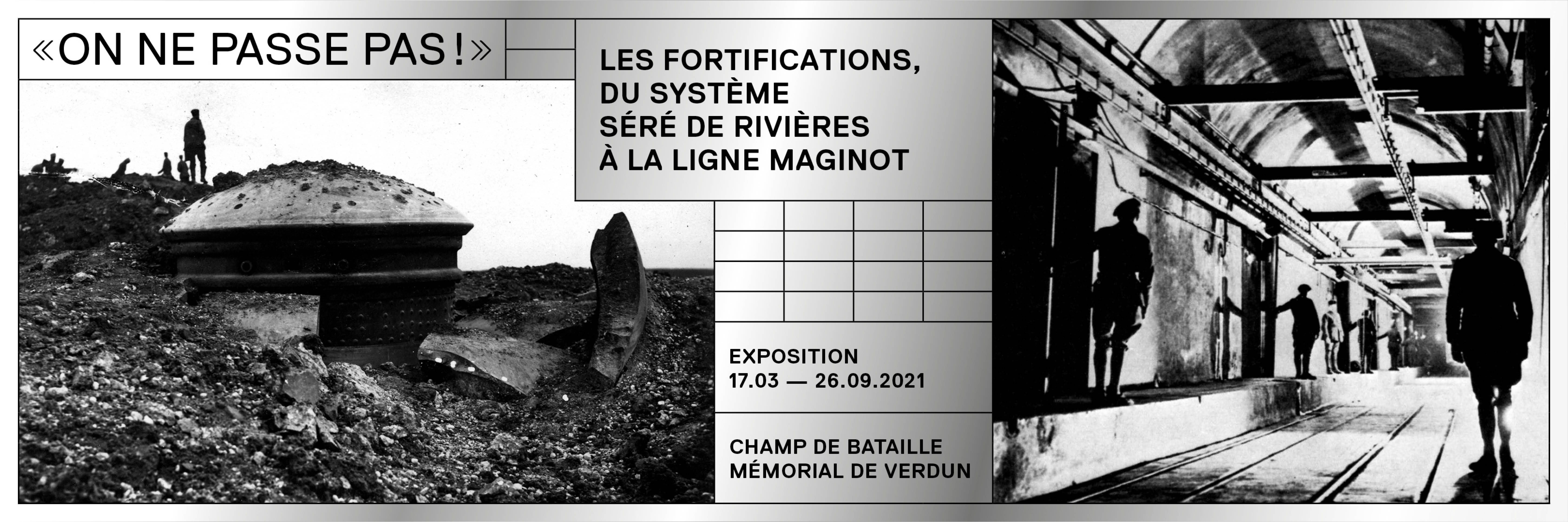 Visuel exposition temporaire « On ne passe pas ! » Les fortifications, du système Séré de Rivières à la ligne Maginot. Graphisme : Designers Unit