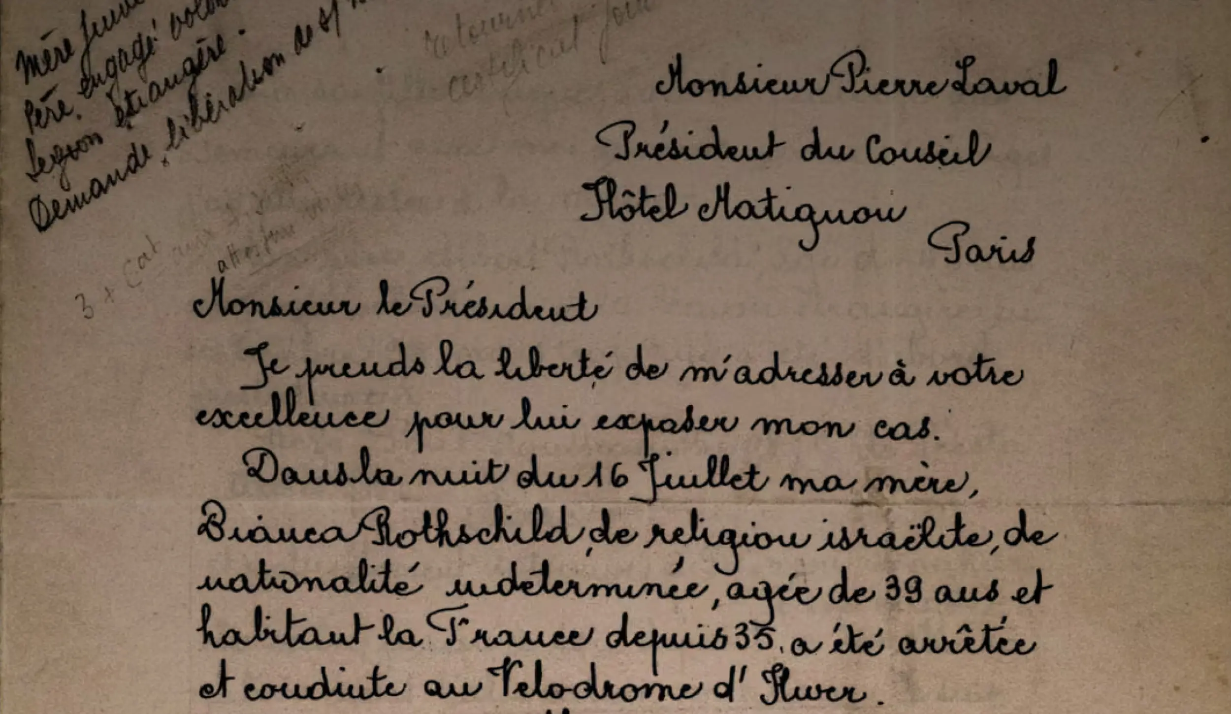 Lettre manuscrite d'Ilse Rothschild. 20 août 1942 © La Générale