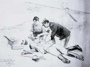 Emile Friant. Marie Marvingt et son projet d’ambulance aérienne. 1914. Wikicommons.