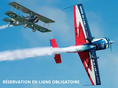 design deuxpointdeux.com, photos : Équipe de Voltige de l'Armée de l'Air et de l'Espace © Jean-Baptiste Pasquet / Armée de l'Air et de l'Espace ; Nieuport 10, 1915-1916 © Mémorial de Verdun / JLK.