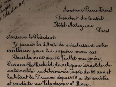 Lettre manuscrite d'Ilse Rothschild. 20 août 1942 © La Générale