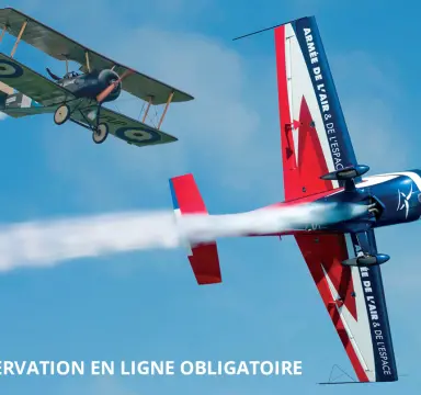 design deuxpointdeux.com, photos : Équipe de Voltige de l'Armée de l'Air et de l'Espace © Jean-Baptiste Pasquet / Armée de l'Air et de l'Espace ; Nieuport 10, 1915-1916 © Mémorial de Verdun / JLK.