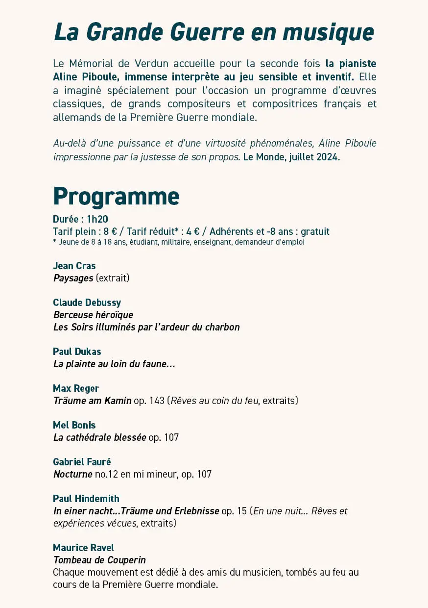 La Grande Guerre en musique - programme
